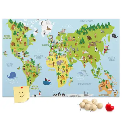 Cultures World Map Cork Memo Board