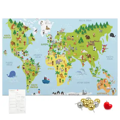 Cork memo board Cultures world map
