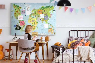 Cultures World Map Cork Memo Board