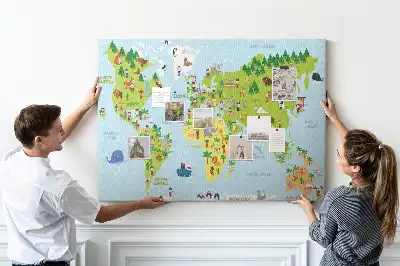Cork memo board Cultures world map