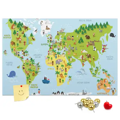 Cultures World Map Cork Memo Board