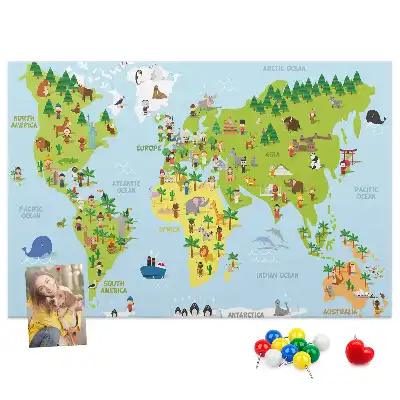 Cork memo board Cultures world map