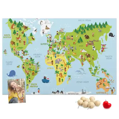 Cultures World Map Cork Memo Board