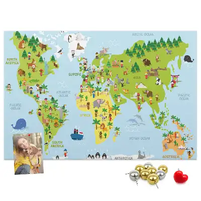 Cork memo board Cultures world map