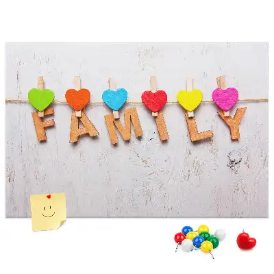 Cork memo board Family lettering