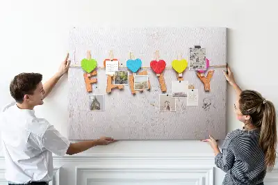 Family cork memo board with lettering