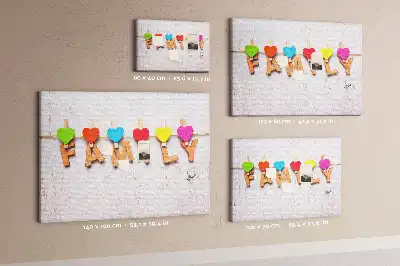 Family cork memo board with lettering