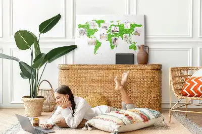 Cork memo board Green grass map