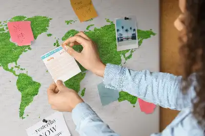 Cork memo board Green grass map