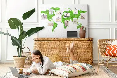 Cork memo board Green grass map