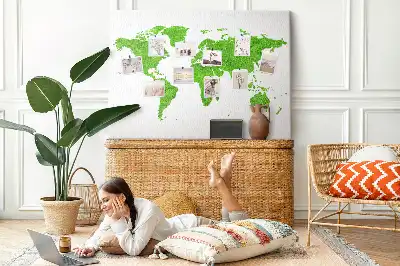 Cork memo board Green grass map
