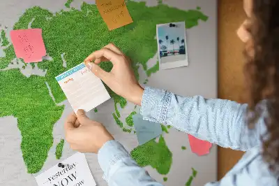Cork memo board Green grass map