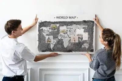 Retro World Map Printed Cork Board