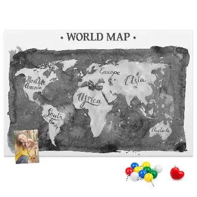Printed Cork Board Retro world map