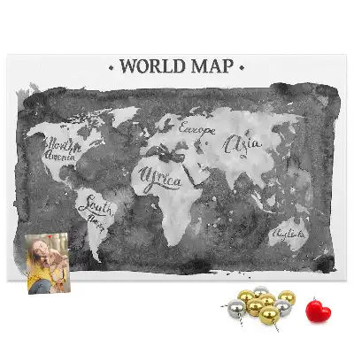 Printed Cork Board Retro world map