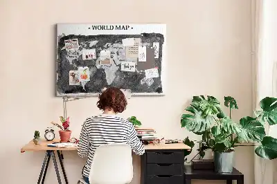 Retro World Map Printed Cork Board