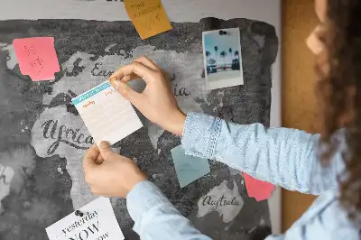 Printed Cork Board Retro world map