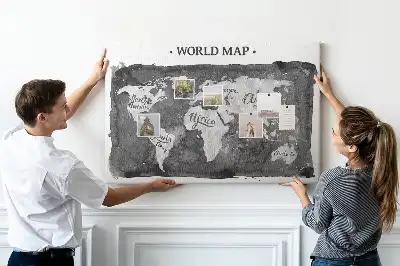 Printed Cork Board Retro world map
