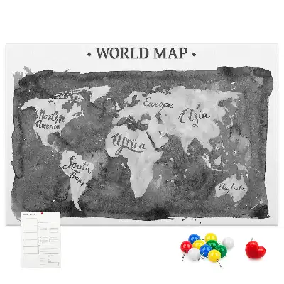 Printed Cork Board Retro world map