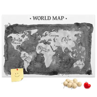 Printed Cork Board Retro world map