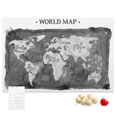 Printed Cork Board Retro world map