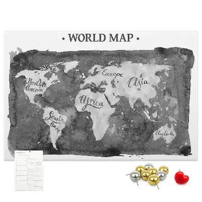 Printed Cork Board Retro world map