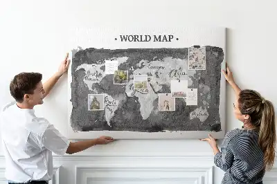 Retro World Map Printed Cork Board