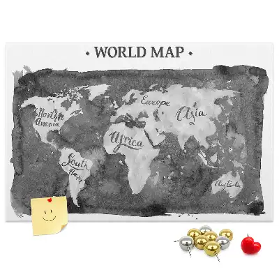 Printed Cork Board Retro world map