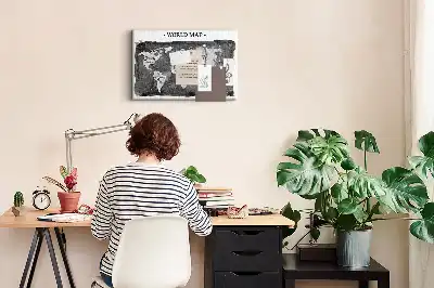 Printed Cork Board Retro world map