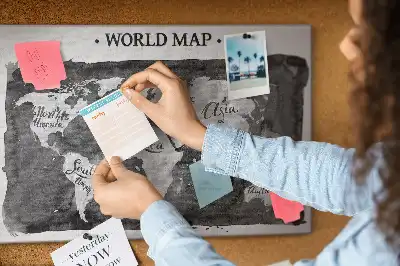 Retro World Map Printed Cork Board