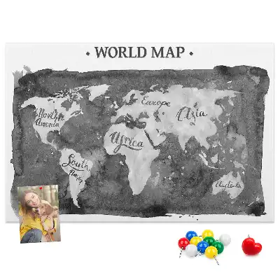 Retro World Map Printed Cork Board