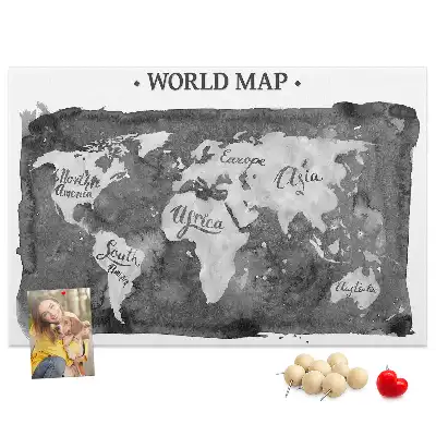 Retro World Map Printed Cork Board