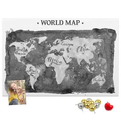 Retro World Map Printed Cork Board