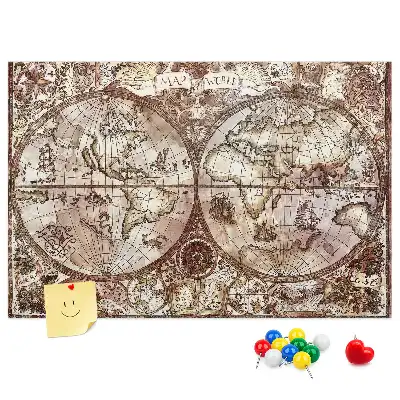 Printed Cork Memo Board Antique atlas map