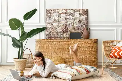 Antique Atlas Map Printed Cork Memo Board