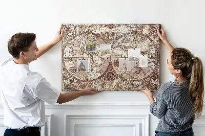 Printed Cork Memo Board Antique atlas map