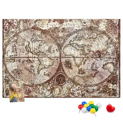 Antique Atlas Map Printed Cork Memo Board
