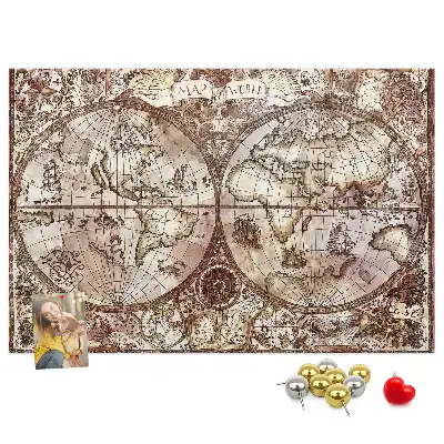 Antique Atlas Map Printed Cork Memo Board