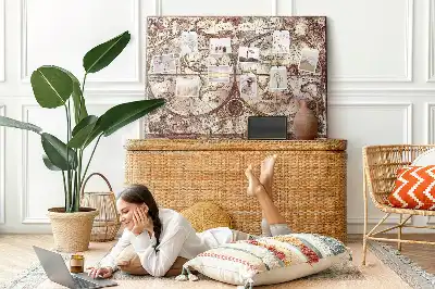 Printed Cork Memo Board Antique atlas map