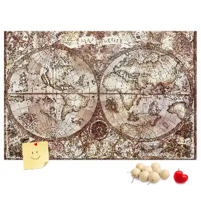 Antique Atlas Map Printed Cork Memo Board