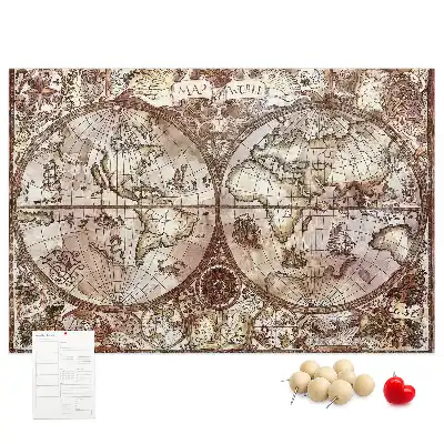 Antique Atlas Map Printed Cork Memo Board
