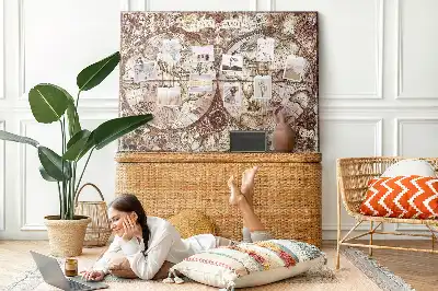 Antique Atlas Map Printed Cork Memo Board