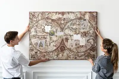 Antique Atlas Map Printed Cork Memo Board