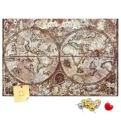 Printed Cork Memo Board Antique atlas map