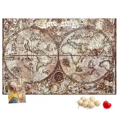 Printed Cork Memo Board Antique atlas map