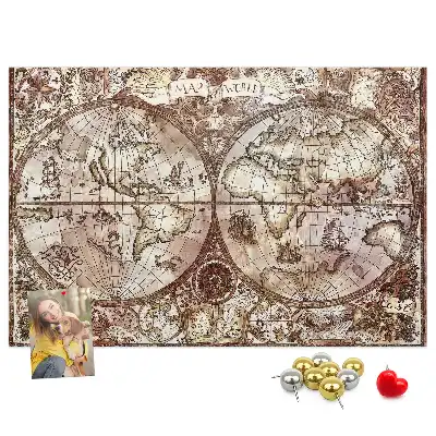 Printed Cork Memo Board Antique atlas map