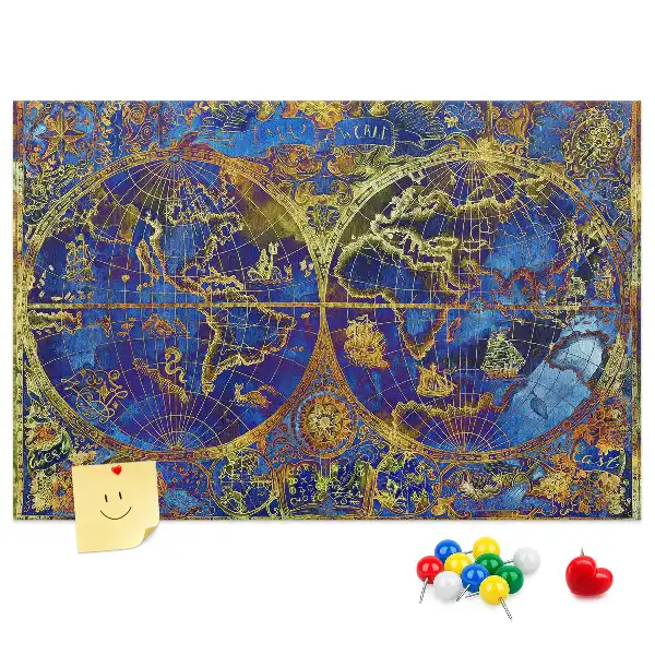 Cork memo board Atlas map