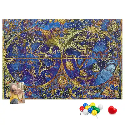 Cork memo board Atlas map