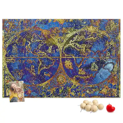 Cork memo board Atlas map