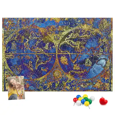 Cork memo board Atlas map